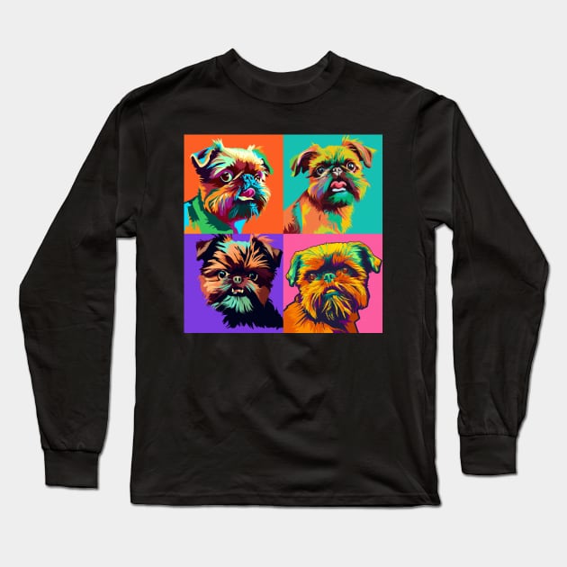 Brussels Griffon Pop Art - Dog Lover Gifts Long Sleeve T-Shirt by PawPopArt